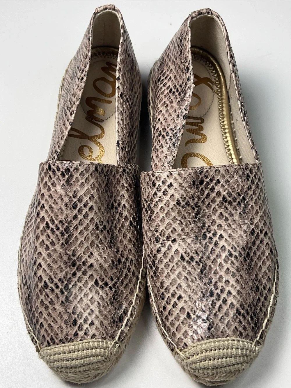 Sam Edelman Kesia Snake Print Leather Espadrille Slip-on Flats Women’s 6 NWOB